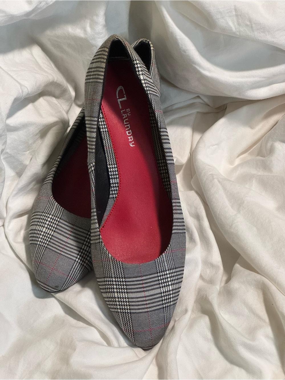 Cl By Laundry Hiromi Heels Red & Black Glen Plaid Pattern 10m New No Box